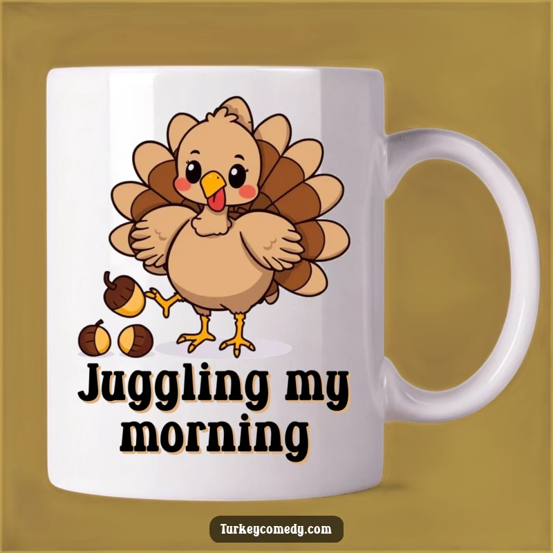 Funny Turkey Acorn Juggling Mug - Playful Bird Skillful Feet Funny Gift!