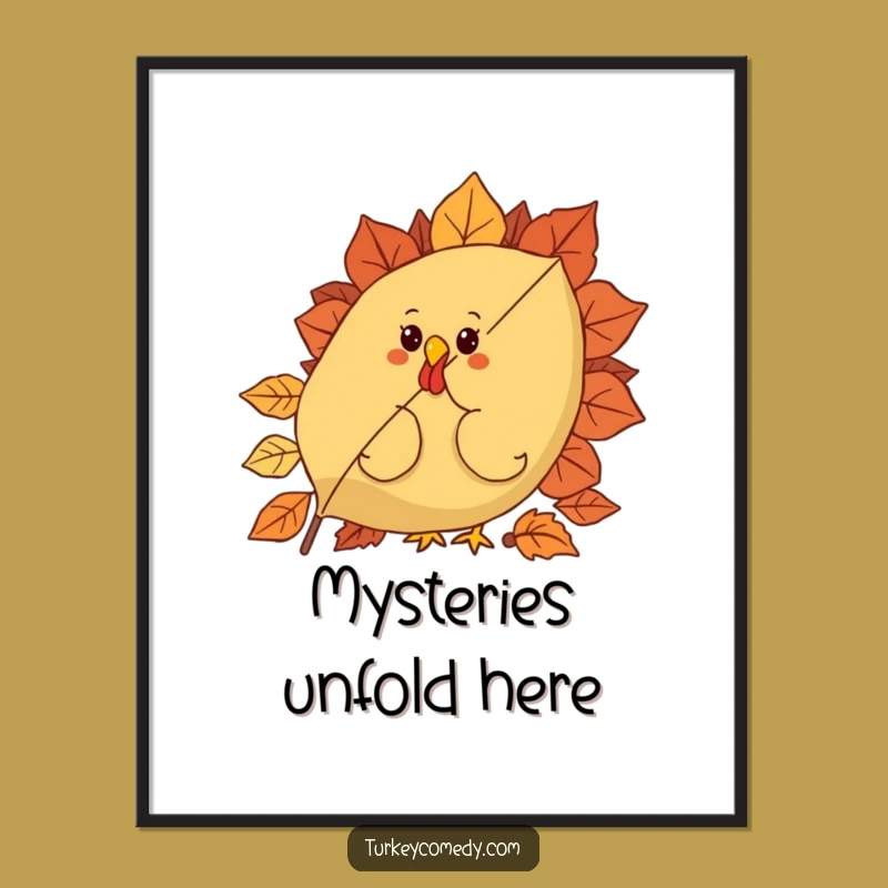 Funny Curious Turkey Leaf Digital Art - Printable Autumn Decor Funny Gift!