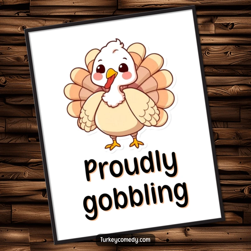 Funny Digital Art Print of an enthusiastic, gobbling turkey, providing instant festive decor, a cheerful and funny gift.