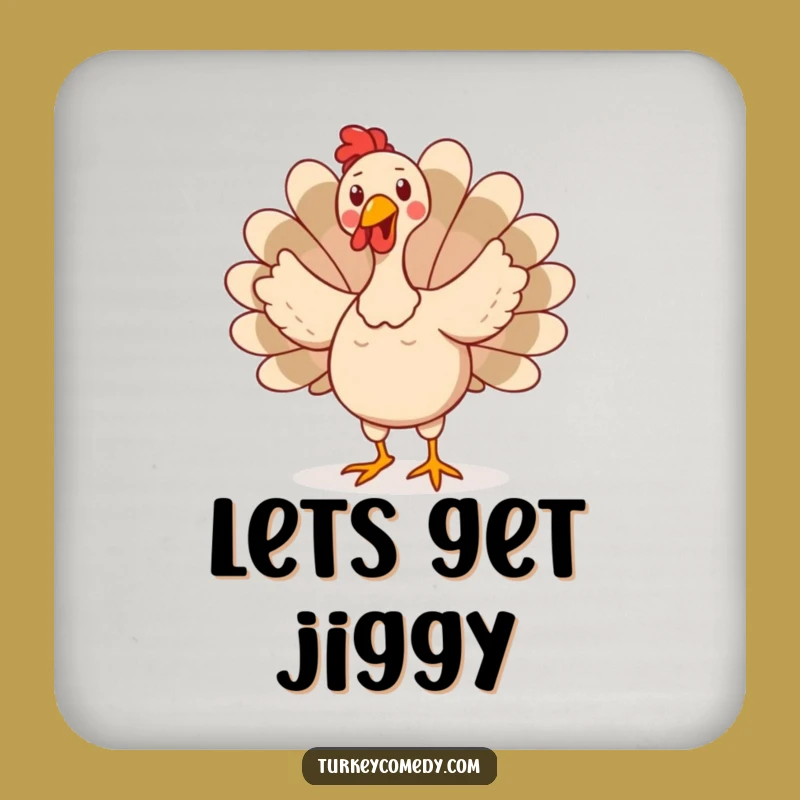 Funny Turkey Dance Coaster Set - Protect Surfaces Hilarious Wobbly Bird Funny Gift!