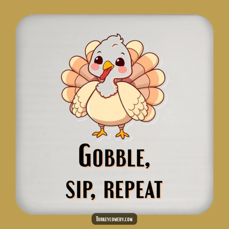 Funny Turkey Coasters (Set of 4): Gobbling Protection - Festive Funny Gift