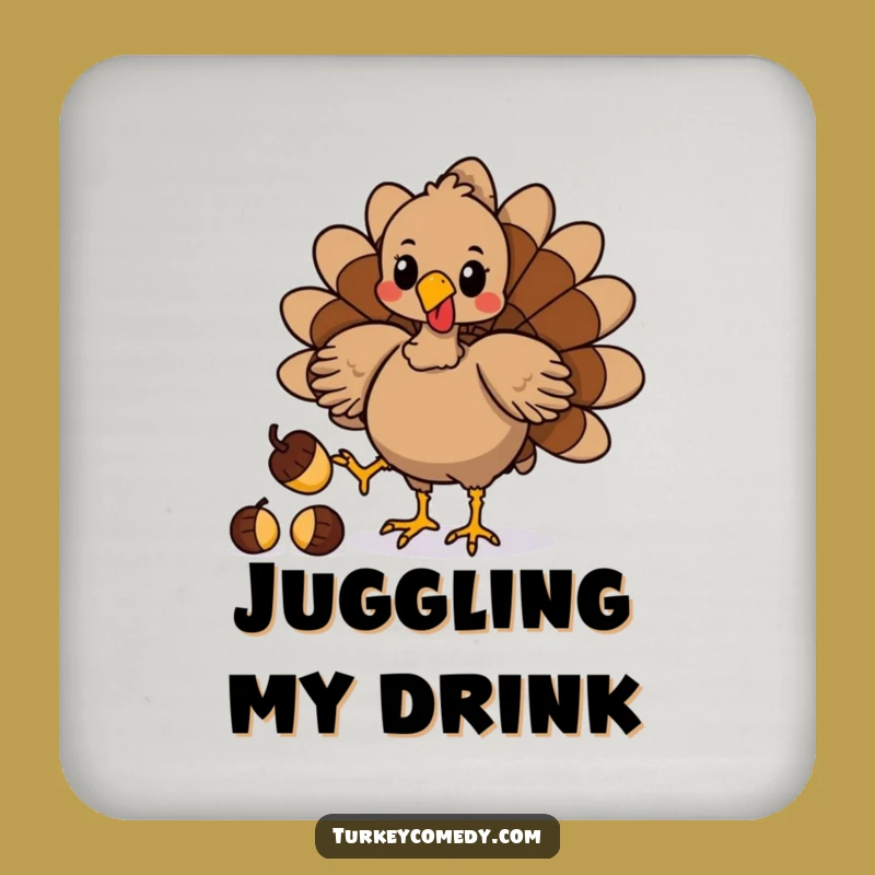 Funny Turkey Acorn Juggling Coaster Set - Talented Bird Protection Funny Gift!