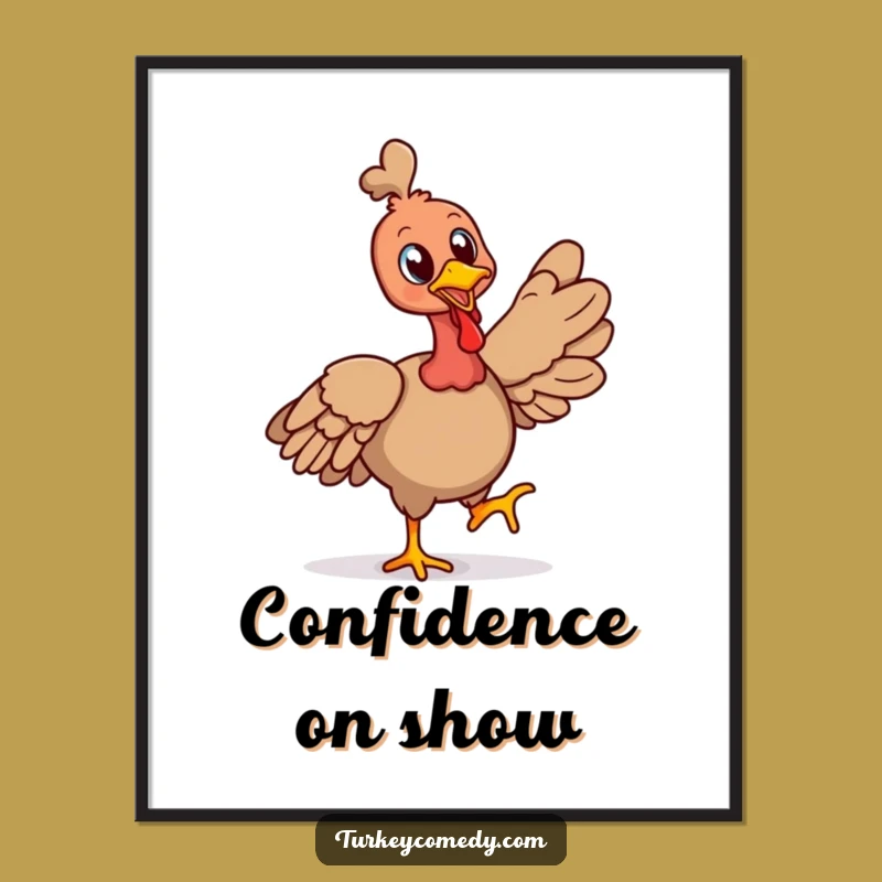 Funny Cheerful Turkey Strut Poster - Proud Bird Wall Art Funny Gift!
