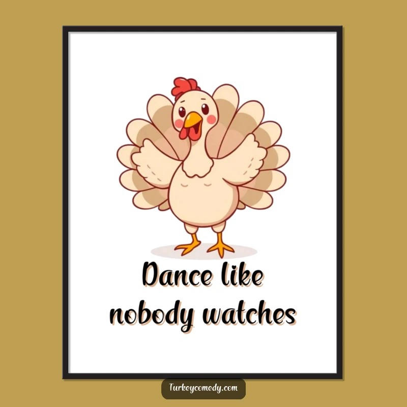 Funny Turkey Dance Poster - Wobbly Bird Feather Art Hilarious Wall Decor Funny Gift!