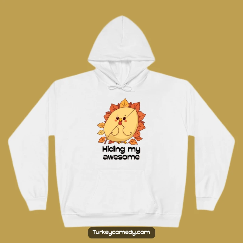 Funny Curious Turkey Leaf Hoodie - Cozy Autumn Hideaway Funny Gift!