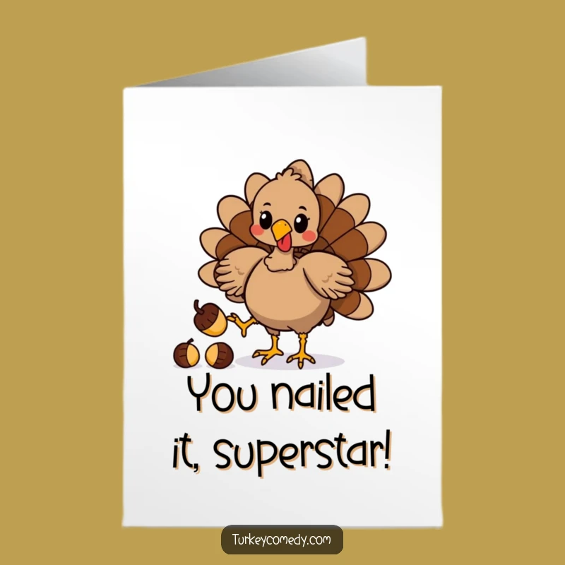 Free Printable Juggling Turkey Congrats Card: Unique Downloadable Celebration Gift