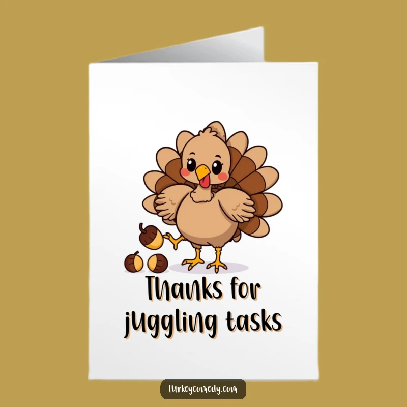 Free Printable Juggling Turkey Thank You Card: Playful Downloadable Gratitude