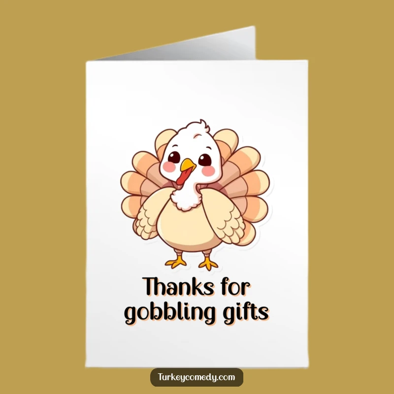 Funny Free Printable Thank You Card: Gobbling Turkey Expressing Gratitude