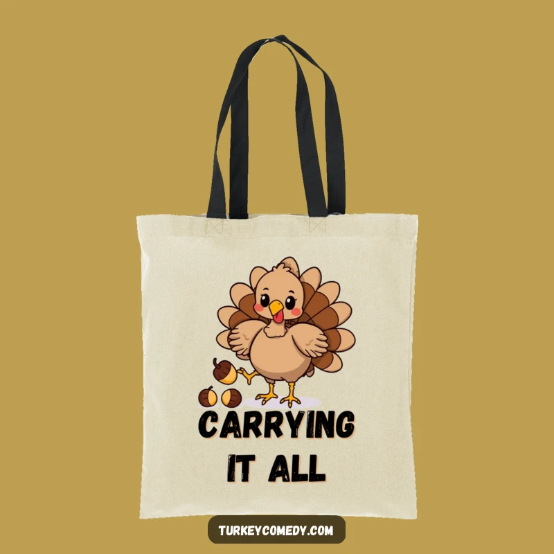 Funny Turkey Acorn Juggling Tote Bag - Playful Carry-All Funny Gift!